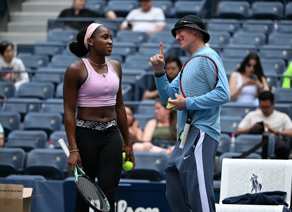 Gauff mit Coach Gilbert: 