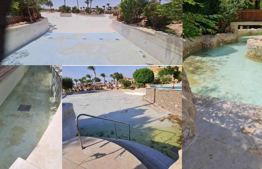 Die Pools waren entweder leer oder verdreckt.