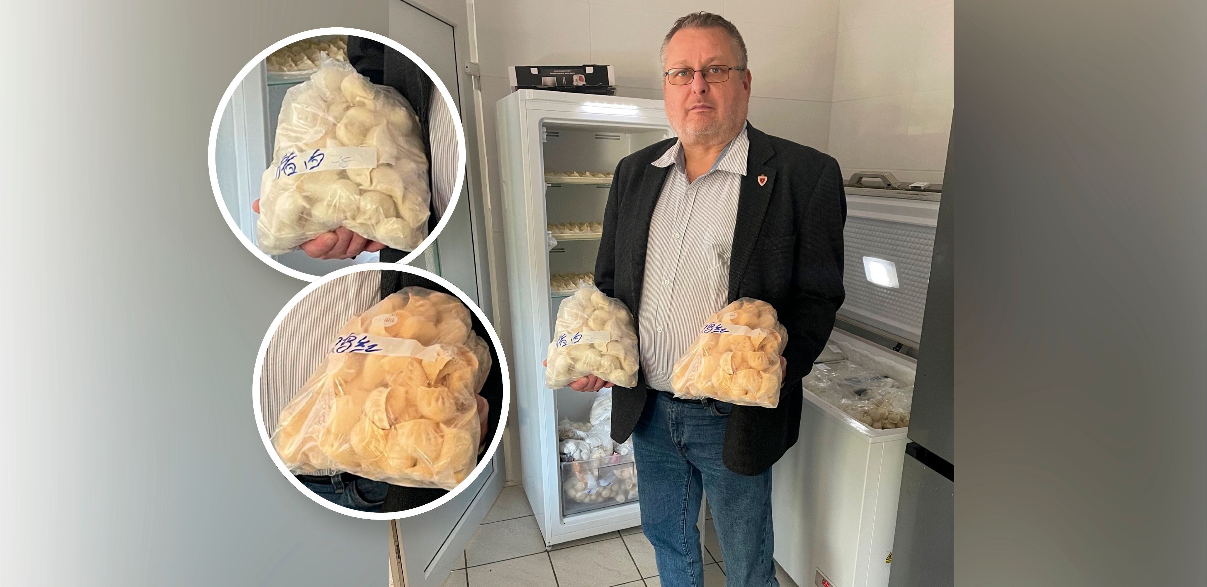 Marktamtsdirektor Andreas Kutheil mit einem kleinen Teil der beschlagnahmten Teigtascherln.