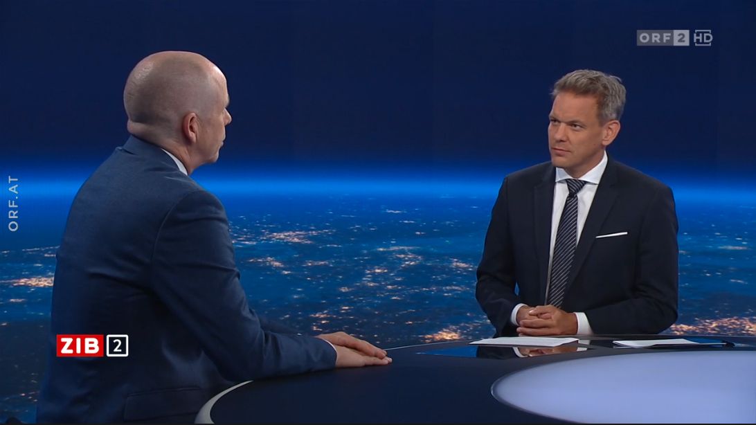 IHS-Direktor Holger Bonin zur Wirtschaftslage in der ZIB2 mit Martin Thür am 8. September 2023.