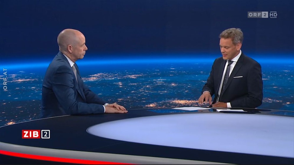 IHS-Direktor Holger Bonin zur Wirtschaftslage in der ZIB2 mit Martin Thür am 8. September 2023.