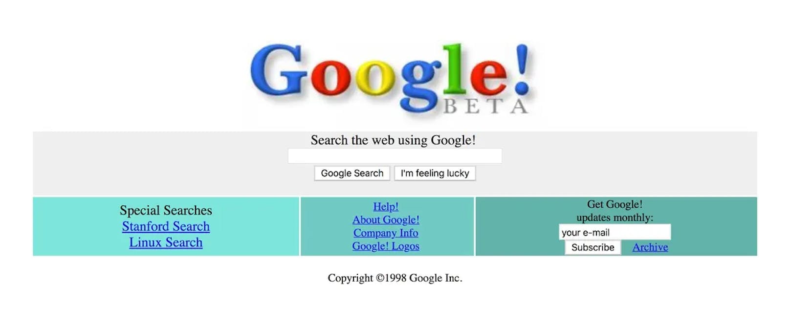So sah Google noch 1998 aus.