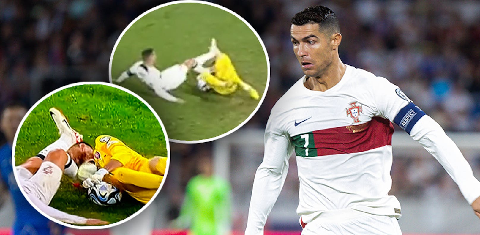 Ronaldo tritt den Slowaken-Tormann böse nieder