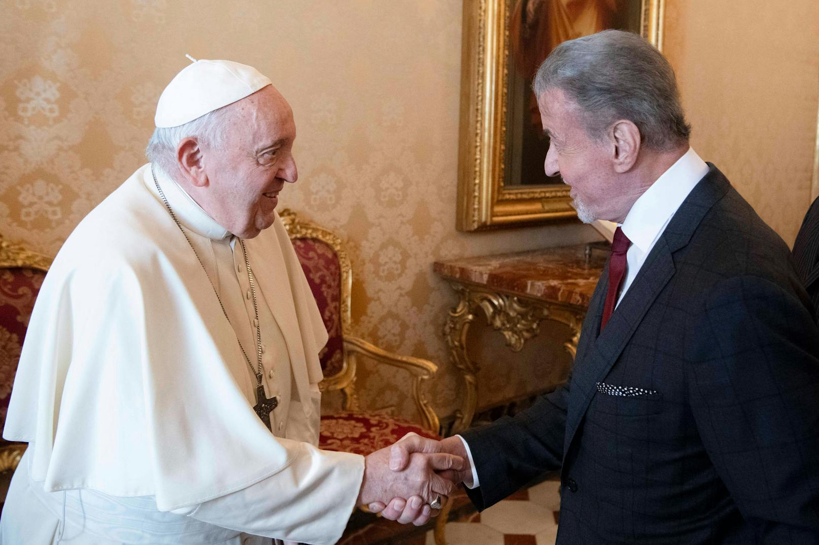 Papst Franziskus traf am 8. September auf Sylvester Stallone im Vatikan.