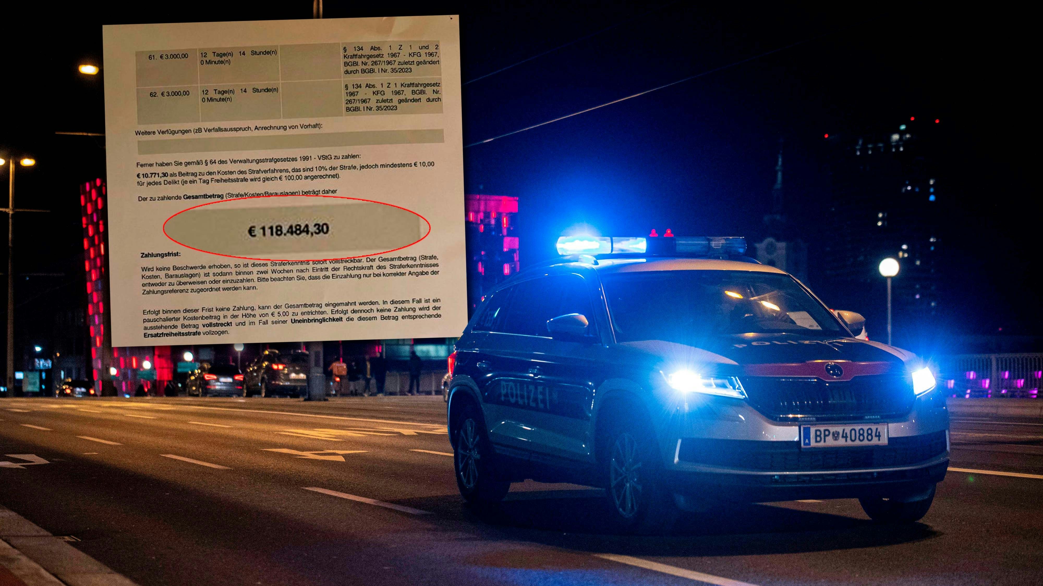 Die horrende Strafsumme für die rasante Fahrt sucht ihresgleichen. 