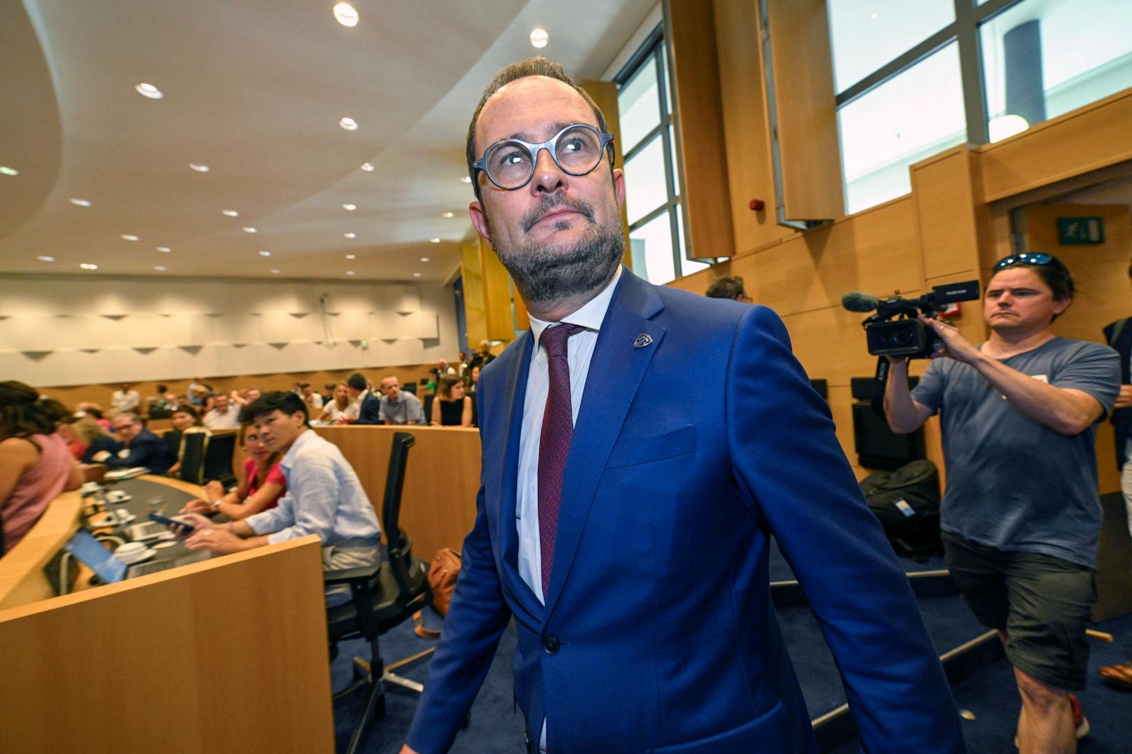<strong>"Pipigate"-Eklat</strong> in Belgien: Justizminister <strong>Vincent Van Quickenborne</strong> vor dem Justizausschuss des belgischen Parlaments am 7. September 2023.