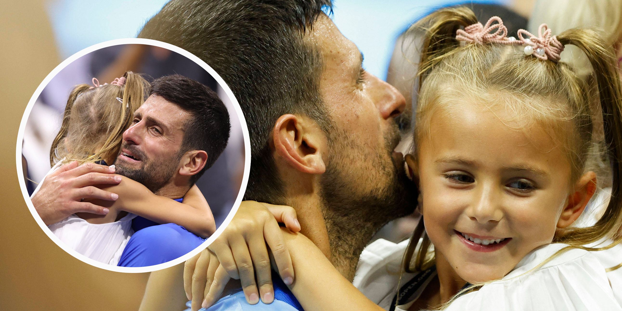 Tara und Papa Novak Djokovic nach dem US-Open-Triumph.