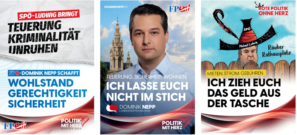 FP-Wien-Chef Dominik Nepp präsentierte neue Plakatwelle.