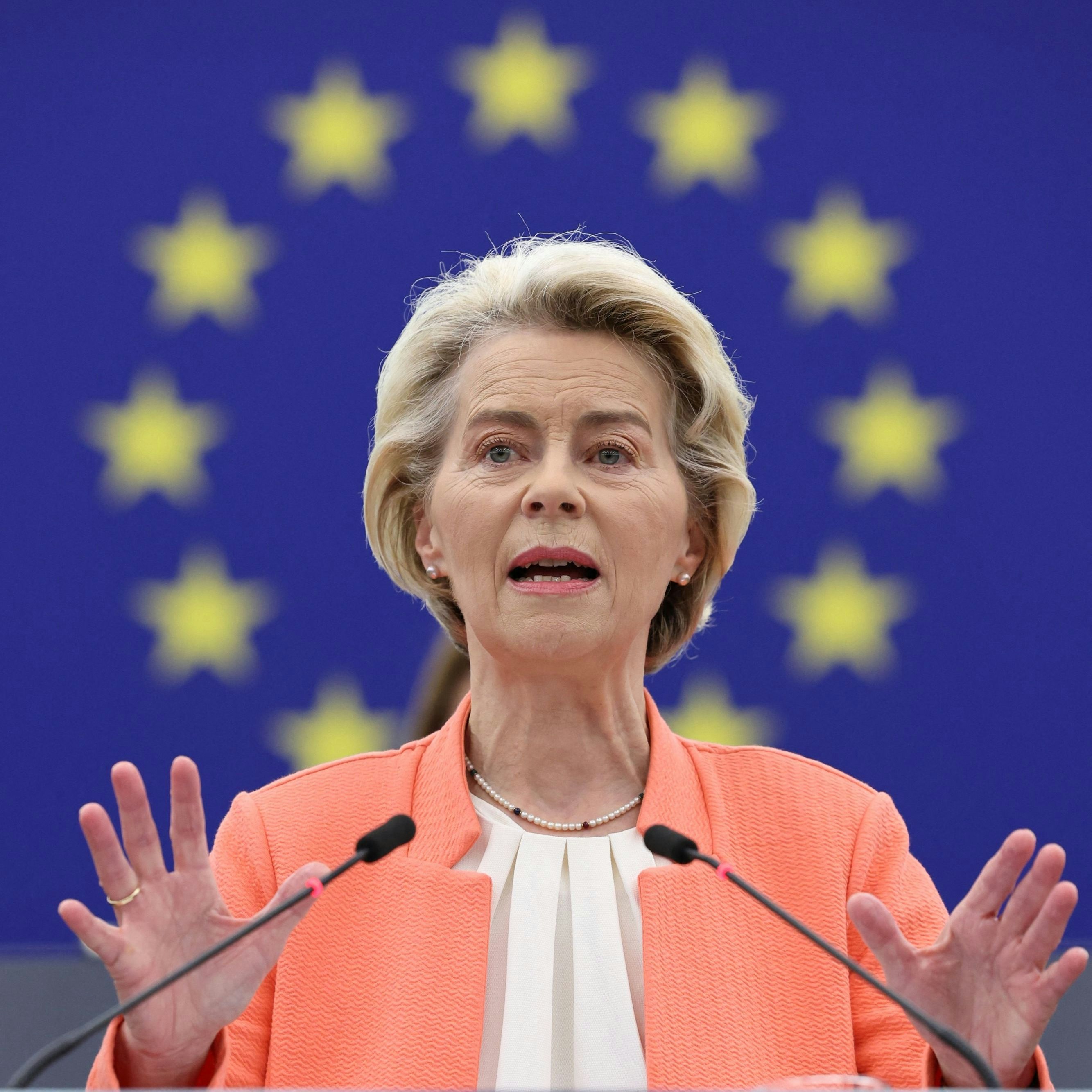 EU-Kommissionspräsidentin Ursula von der Leyen bei ihrer vierten und vorerst letzten Rede zur Lage der EU am 13. September 2023.