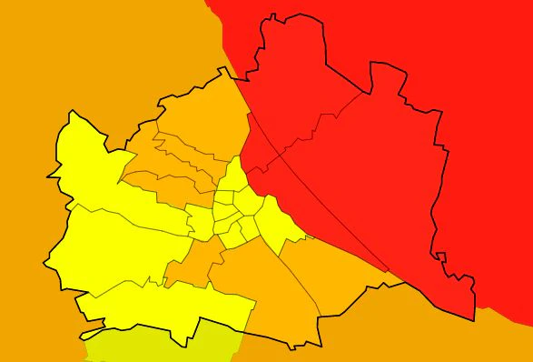 Die aktuellen (19.20 Uhr) Unwetter-Warnungen für Wien.