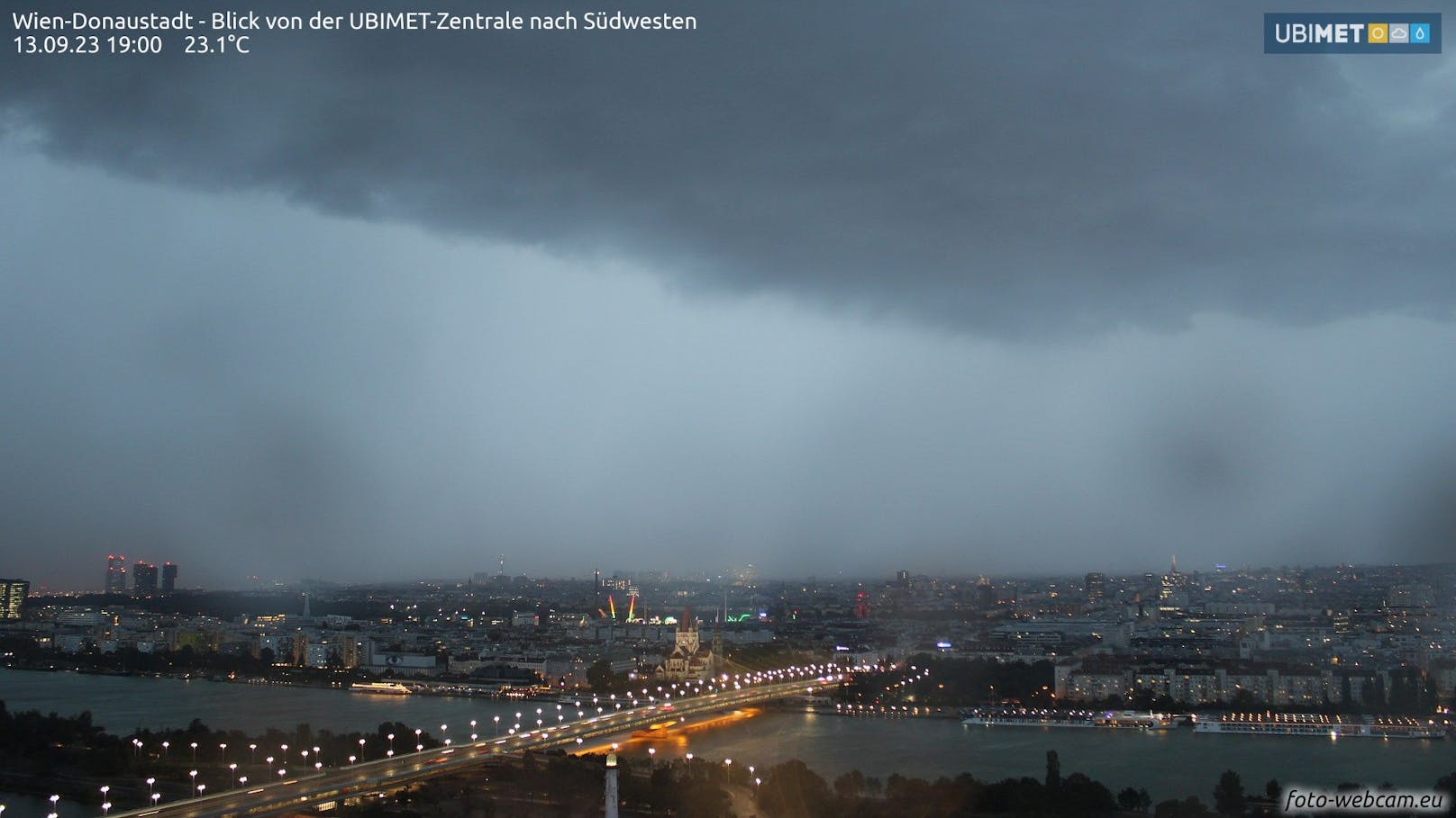 So sah die Regenfront von der UBIMET-Zentrale im 22. Bezirk aus.