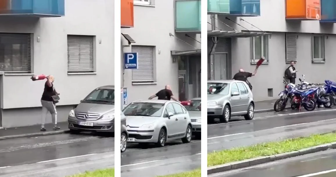 Der Mann aus Tunesien tobte, schlug mit einem Feuerlöscher auf parkende Autos ein.