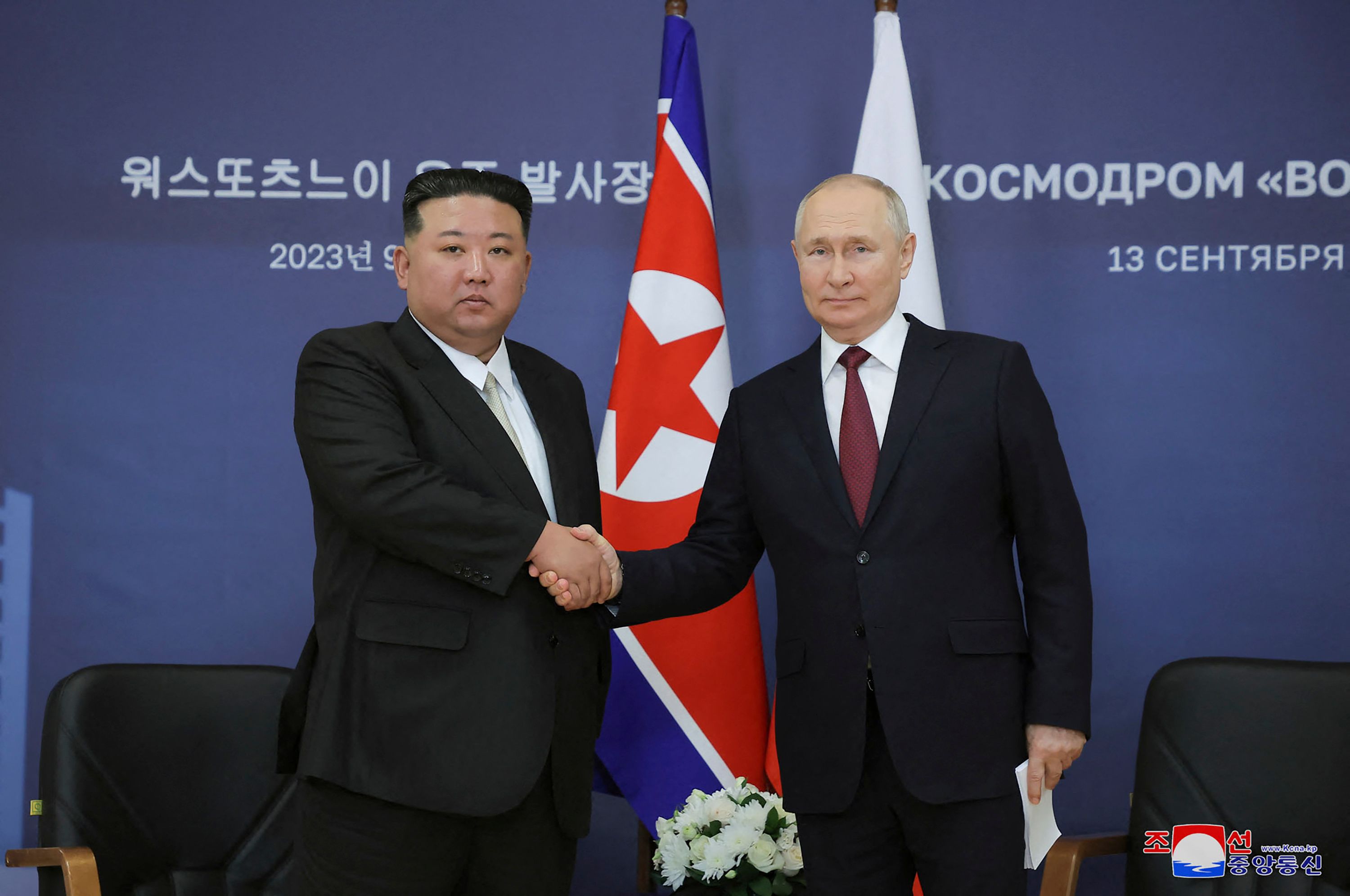 Kim Jong-un (links) zu Besuch bei Wladimir Putin. (13. September 2023)