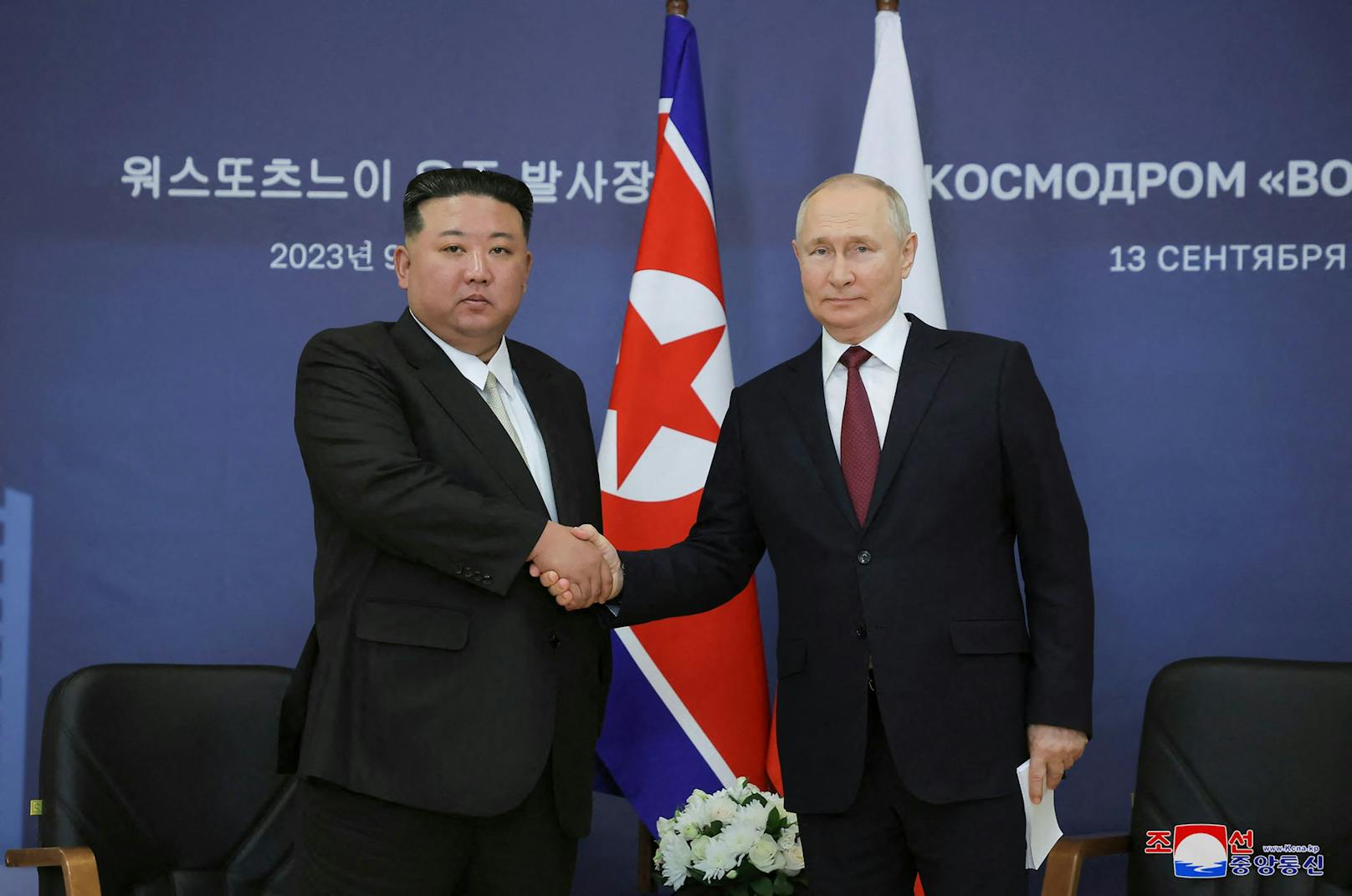 Kim Jong-un (links) zu Besuch bei Wladimir Putin. (13. September 2023)