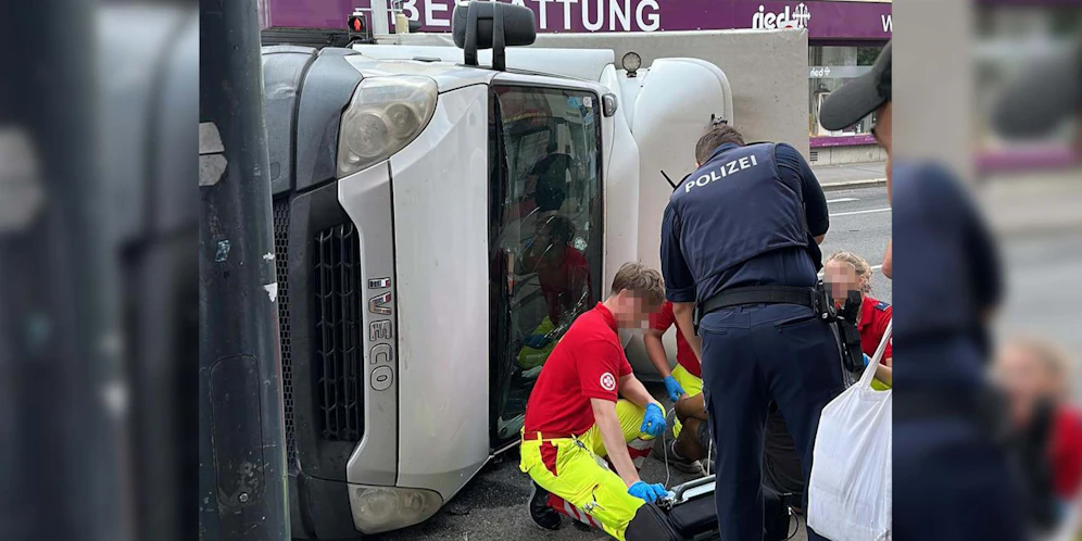 Einen LKW schleuderte es auf der Brünnerstraße (21 Bezirk) auf die Seite.&nbsp;