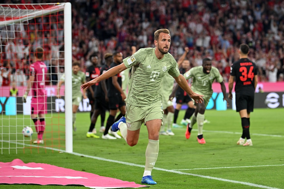 Harry Kane trifft für die Bayern. 