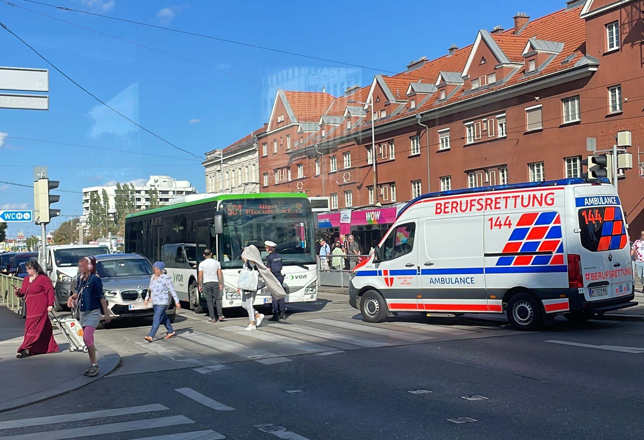 Verkehrsunfall auf der Brünner Straße in Wien-Floridsdorf