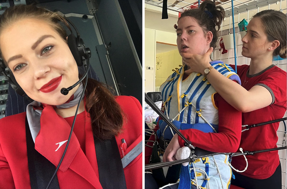 Fanny (l.) liebte ihren Job als Flugbegleiterin, doch nach einem Autounfall ist sie nun Wachkoma-Patientin (r.).