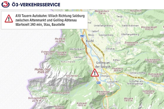 "Vier Stunden Wartezeit" in Richtung Salzburg meldete die ASFINAG um 16:30 Uhr am Sonntag.