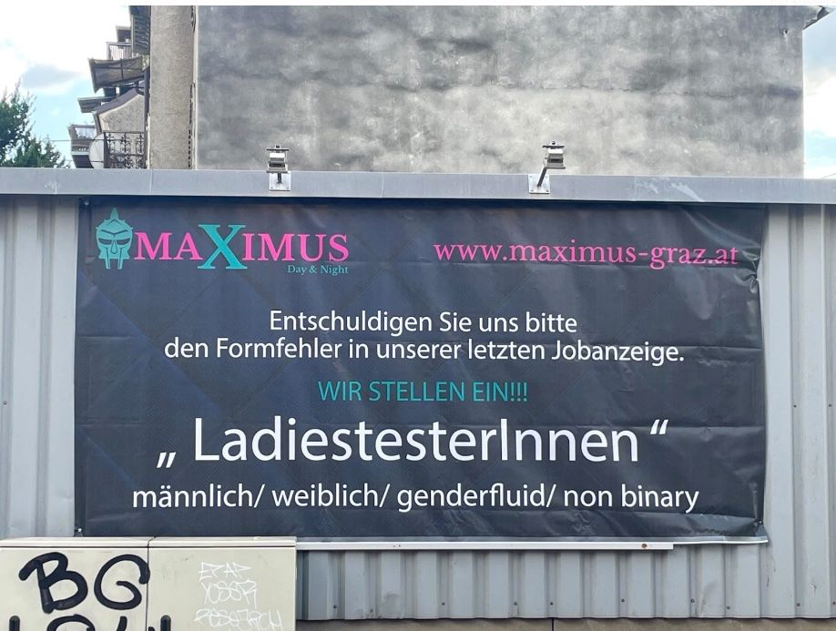 Neues Plakat – alte Idee: Tarnt der Bordell-Chef diese Werbung als "Stellenanzeige"?