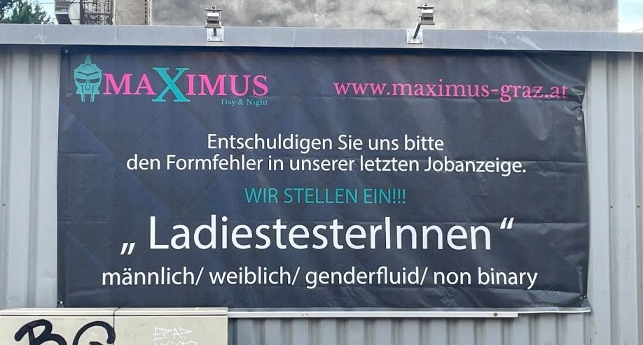 Neues Plakat – alte Idee: Tarnt der Bordell-Chef diese Werbung als "Stellenanzeige"?