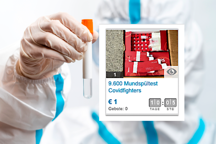 Corona-Tests werden versteigert.