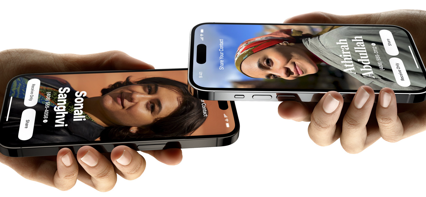 Nummern tauschen kann man künftig bei iPhones per NameDrop-Funktion.