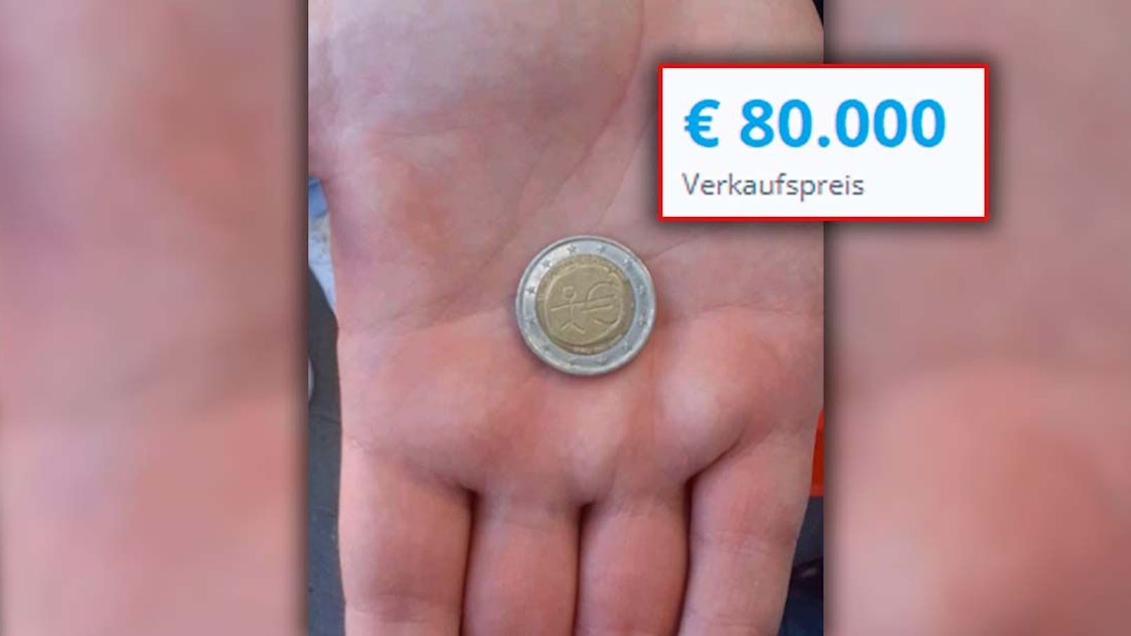 Diese Münze soll wegen ihrer Fehlprägung 80.000 Euro kosten.