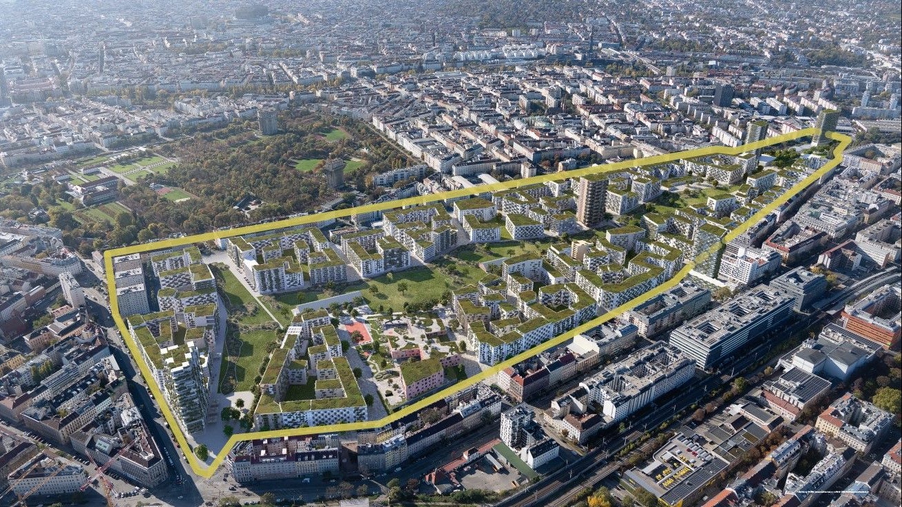 Geplante Neugestaltung auf dem ehemaligen Bahnhofsareal in Wien-Brigittenau.&nbsp;