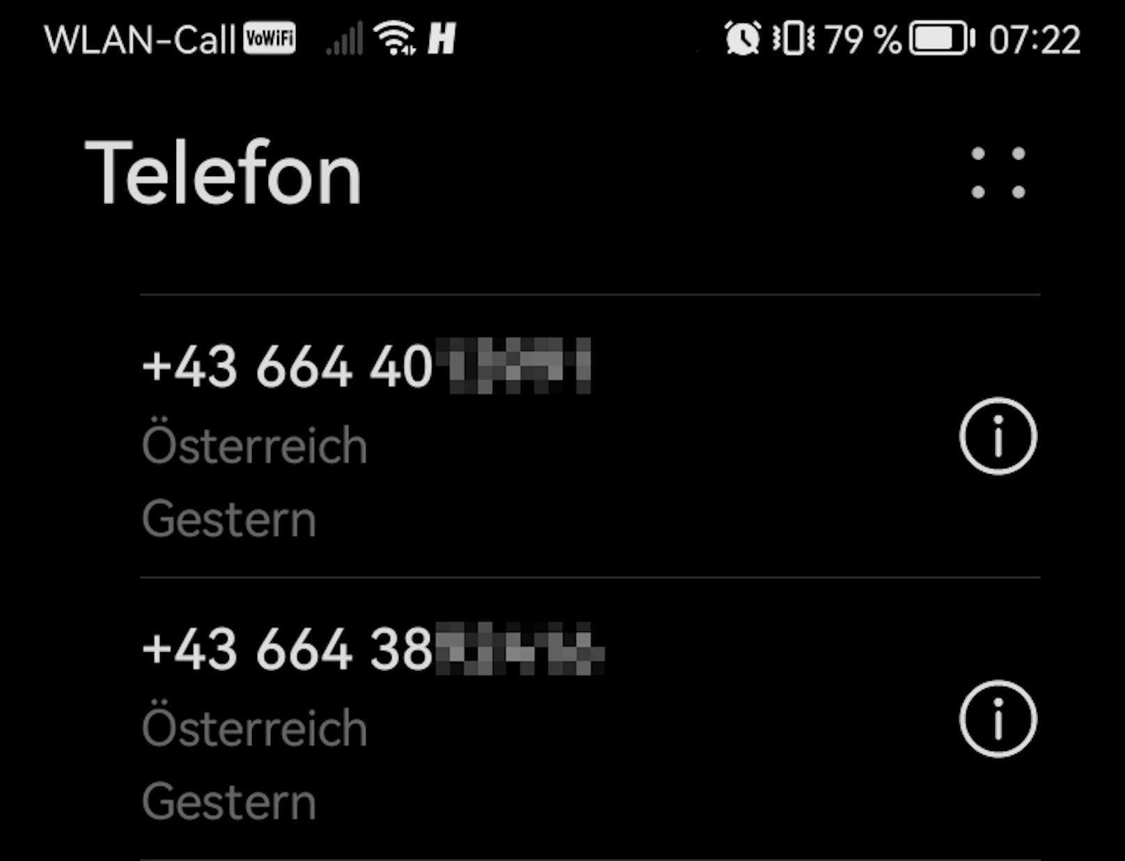 Anrufe eines indischen "Microsoft-Callcenters" erschienen als österreichische Handynummern auf dem Display des Empfängers. 0664 ist die Vorwahl von A1.