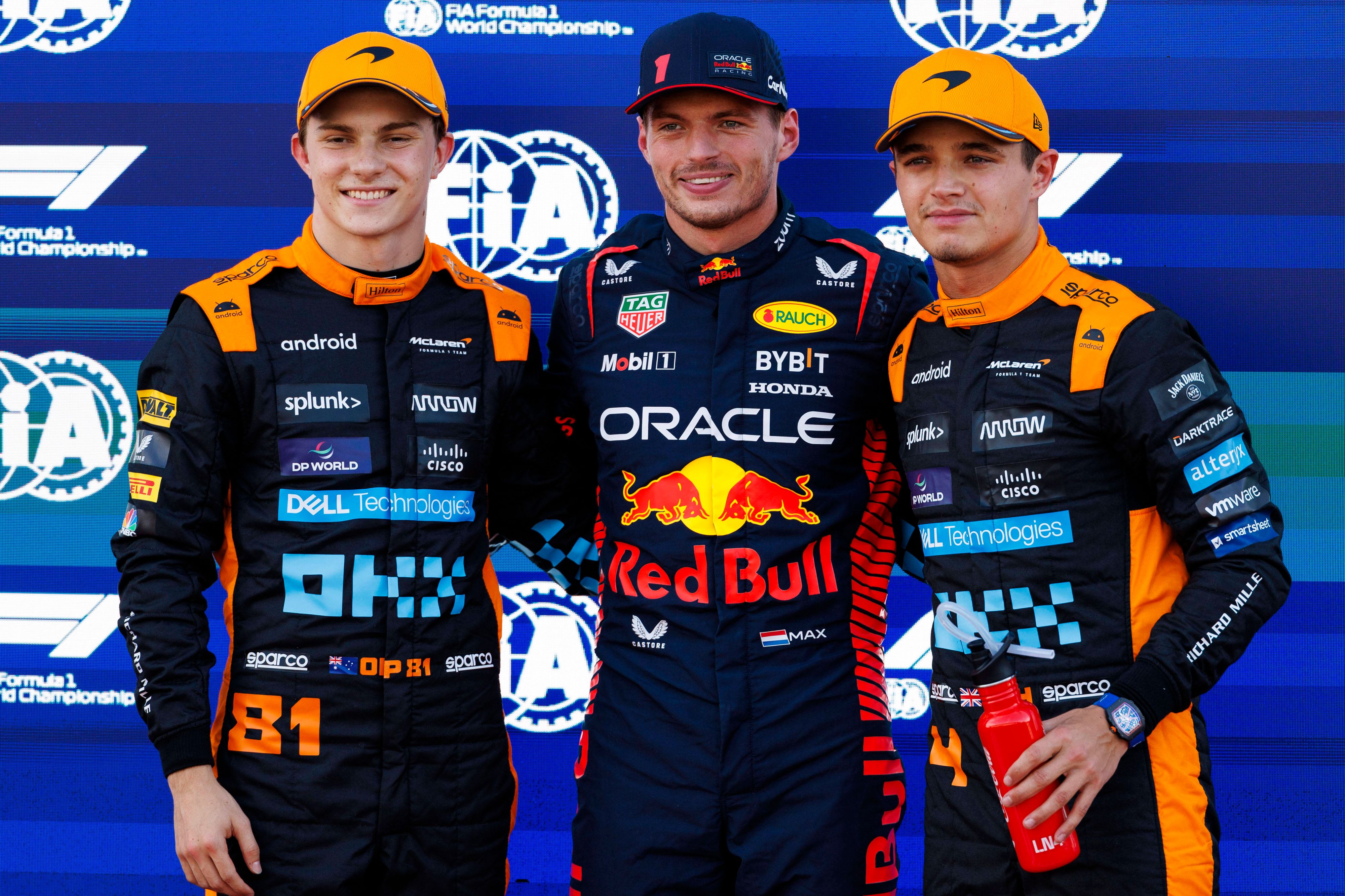 Verstappen mit seinen schärfsten Suzuka-Konkurrenten Oscar Piastri und Lando Norris