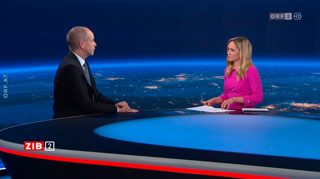 IHS-Direktor Holger Bonin in der ZIB2 mit Margit Laufer am 25. September 2023 im ORF.