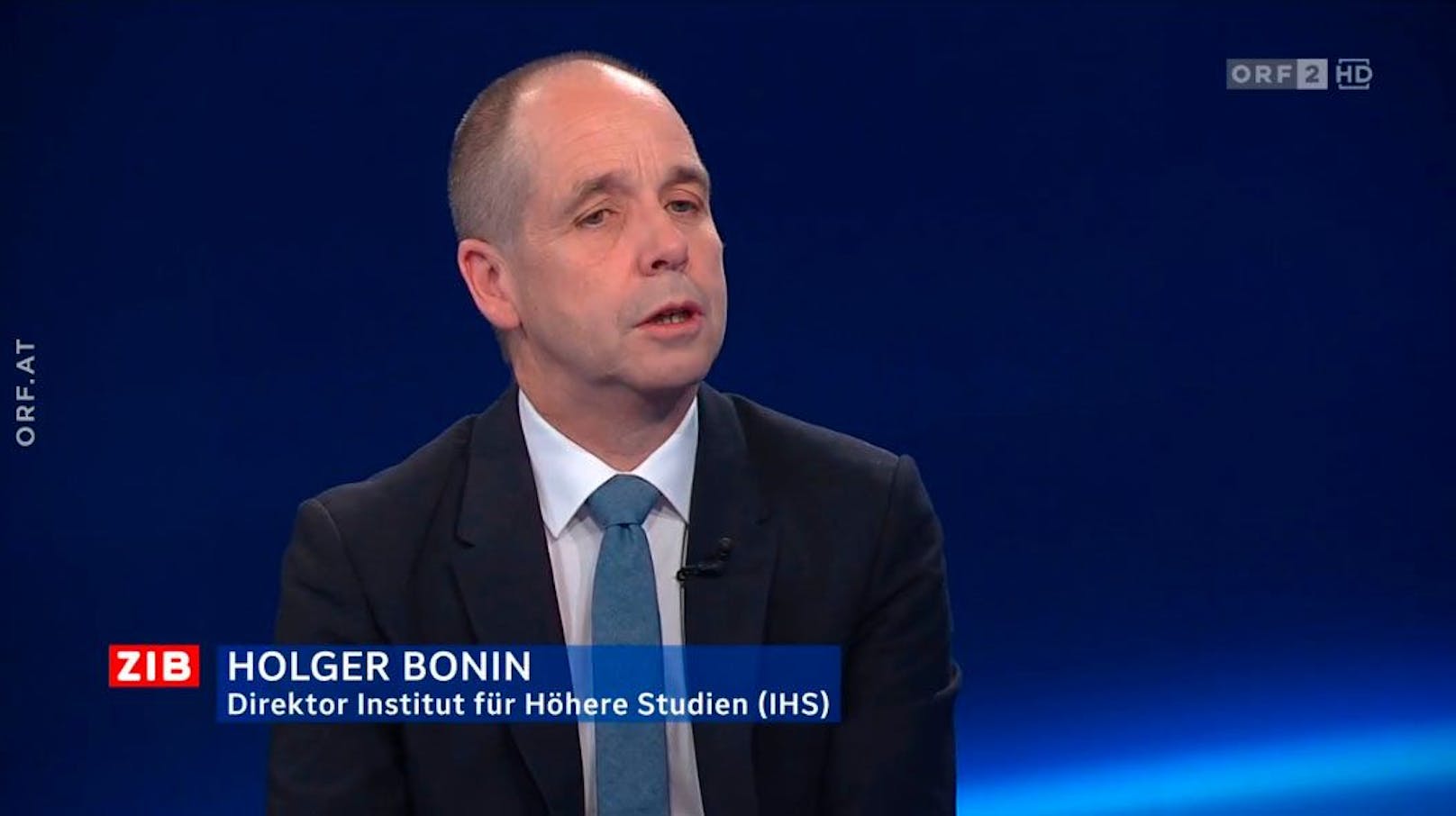 IHS-Direktor Holger Bonin in der ZIB2 mit Margit Laufer am 25. September 2023 im ORF.