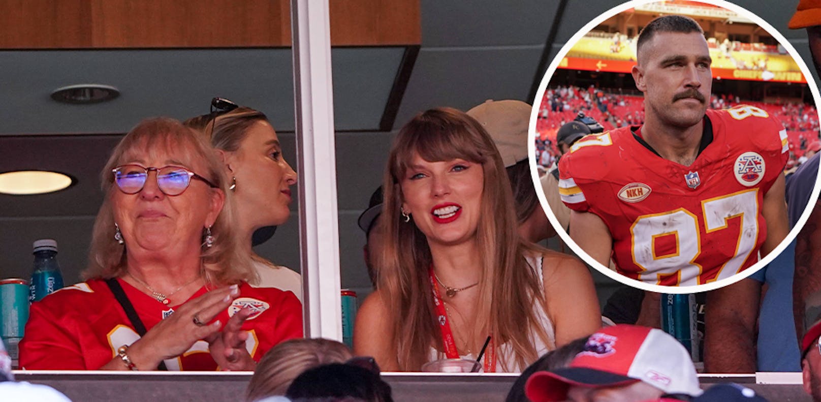 Taylor Swift mit ihrer neuen Schwiegermutter? Zuletzt saß sie nämlich neben der Mutter von Travis Kelce beim Spiel der Chiefs.