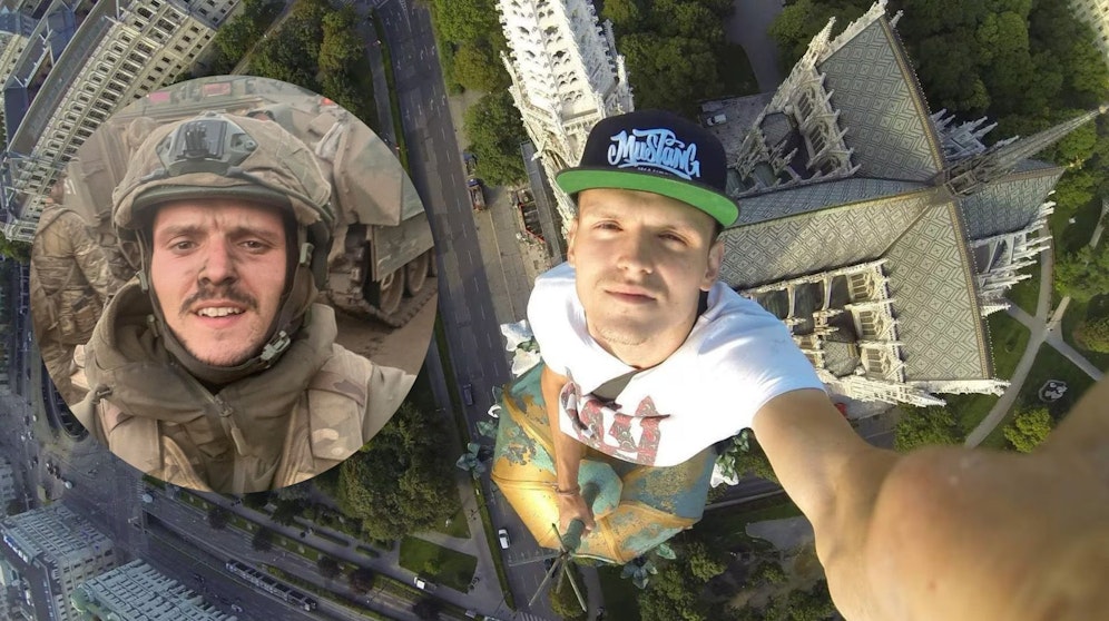 Mustang Wanted, der 2014 die Votivkirche erklomm, kämpft nun in der Ukraine.