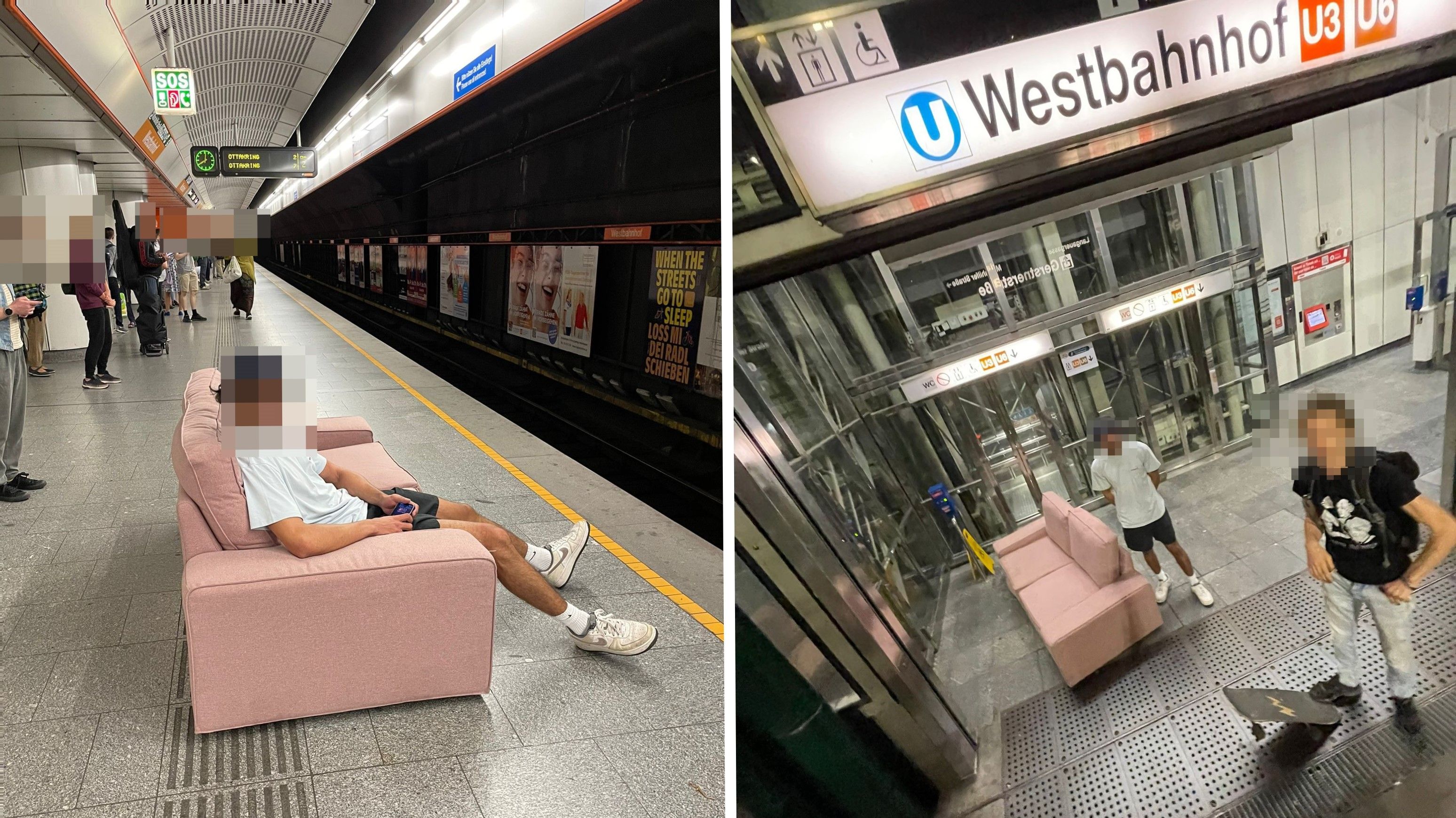 Wiener befördern Couch und fliegen aus Öffi-Station