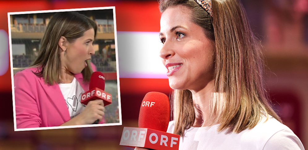 ORF-Moderatorin Kristina Inhof wurde von einem Rasensprinkler eiskalt erwischt. 