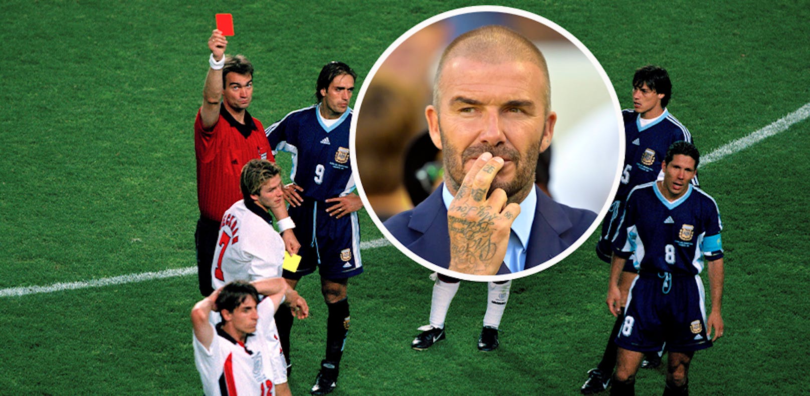 David Beckham bei der WM 1998 gegen Argentinien