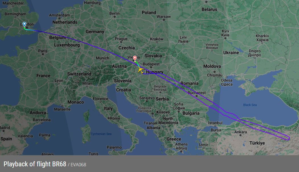 Die Maschine hatte sich bereits über dem Osten der Türkei befunden als der Pilot entschied, umzudrehen und in Wien zu landen.