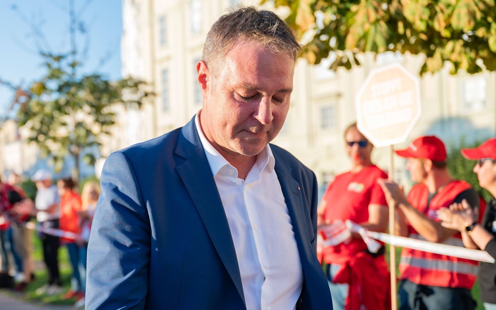 Andreas Babler während der ÖGB-Aktion 