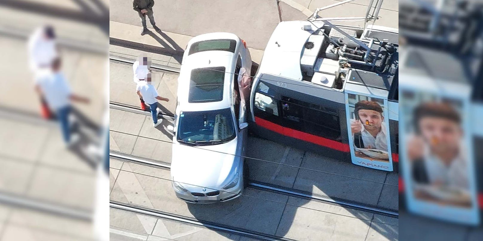 Ein Pkw kollidierte mit der Wiener Straßenbahn. Die Linie 2 liegt teilweise lahm.