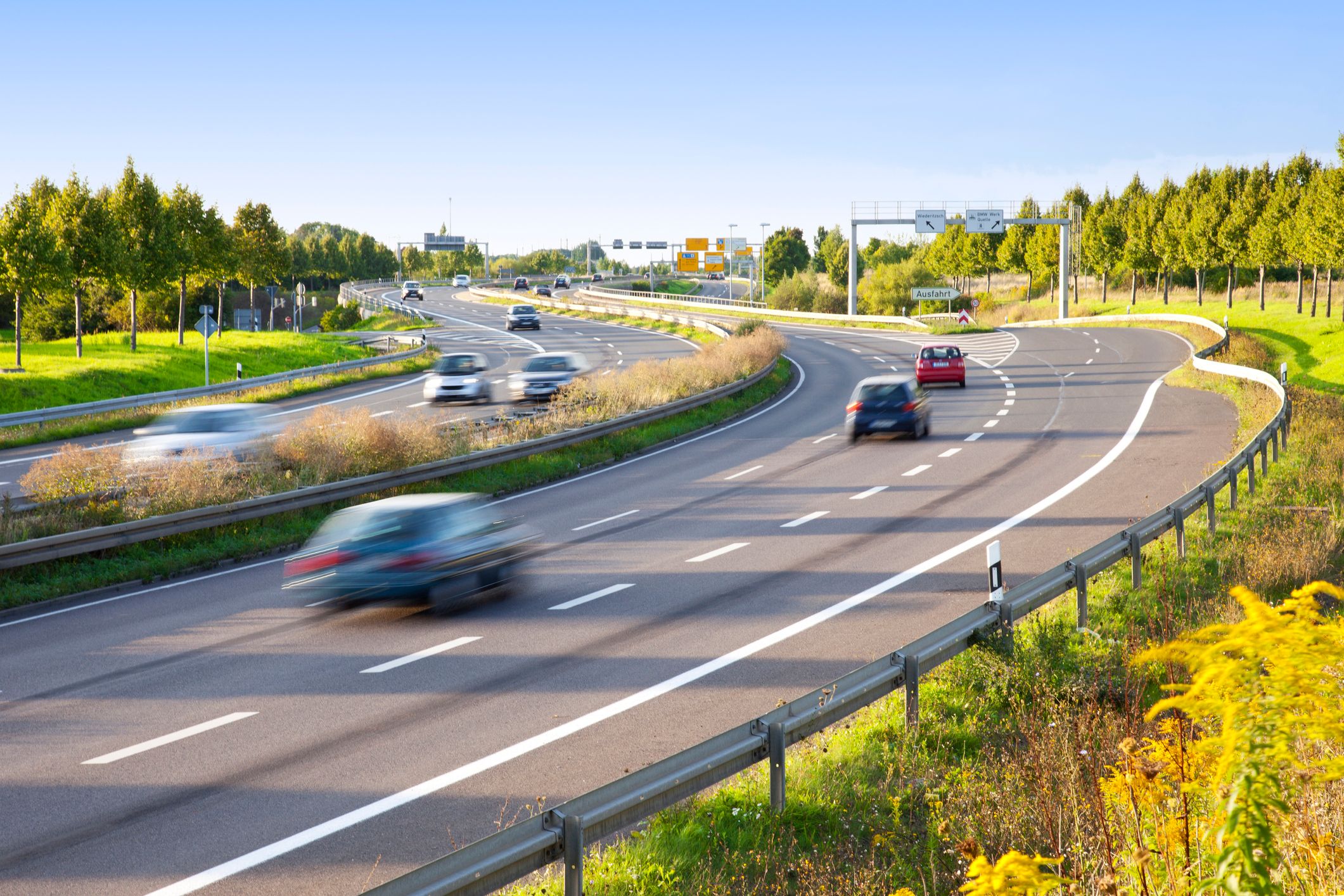 German Autobahn near Leipzig, blurred cars