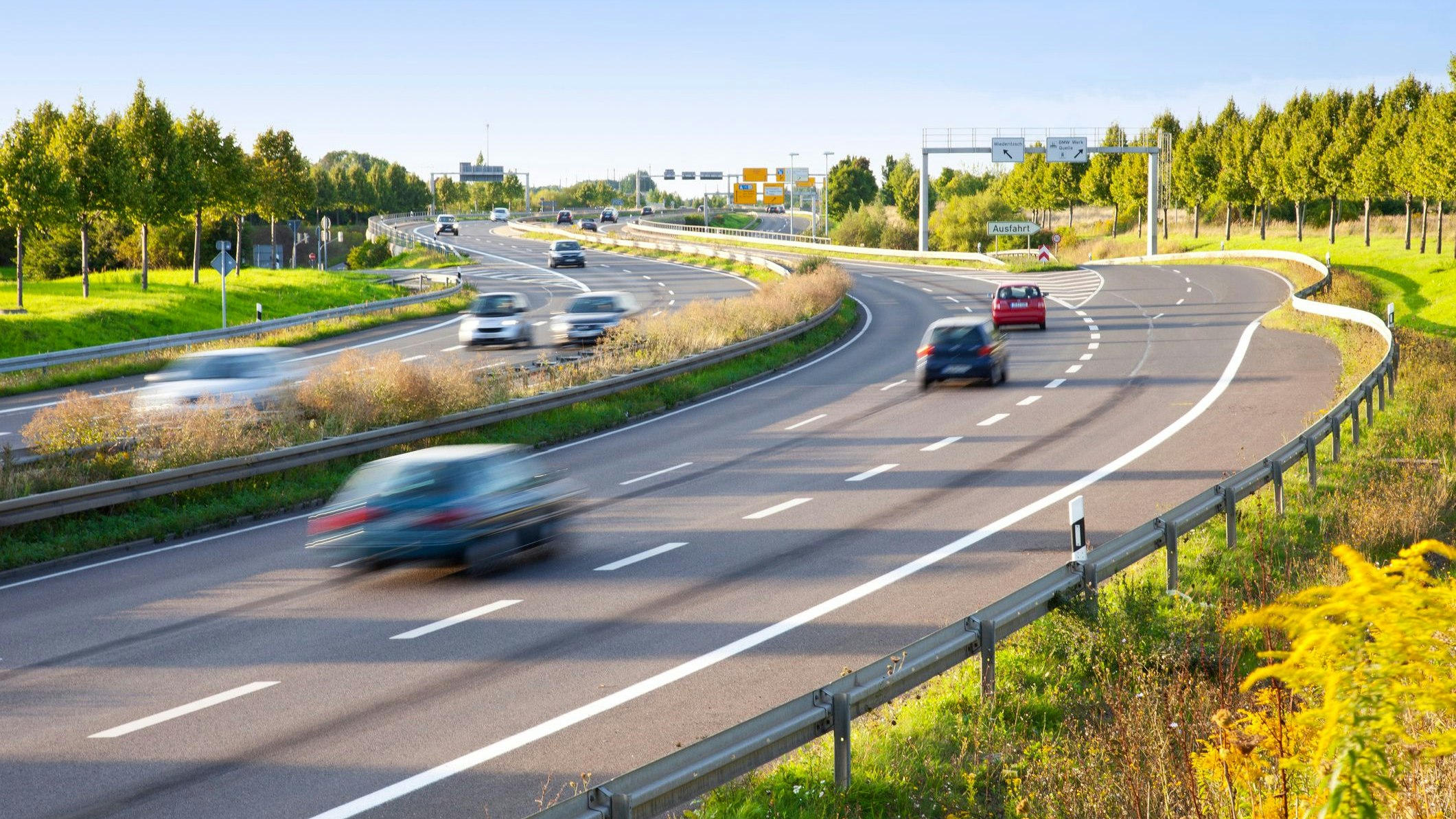 German Autobahn near Leipzig, blurred cars