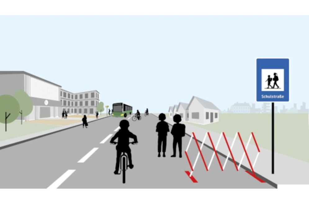 Straßensperren vor den Schulen sorgen für Sicherheit.