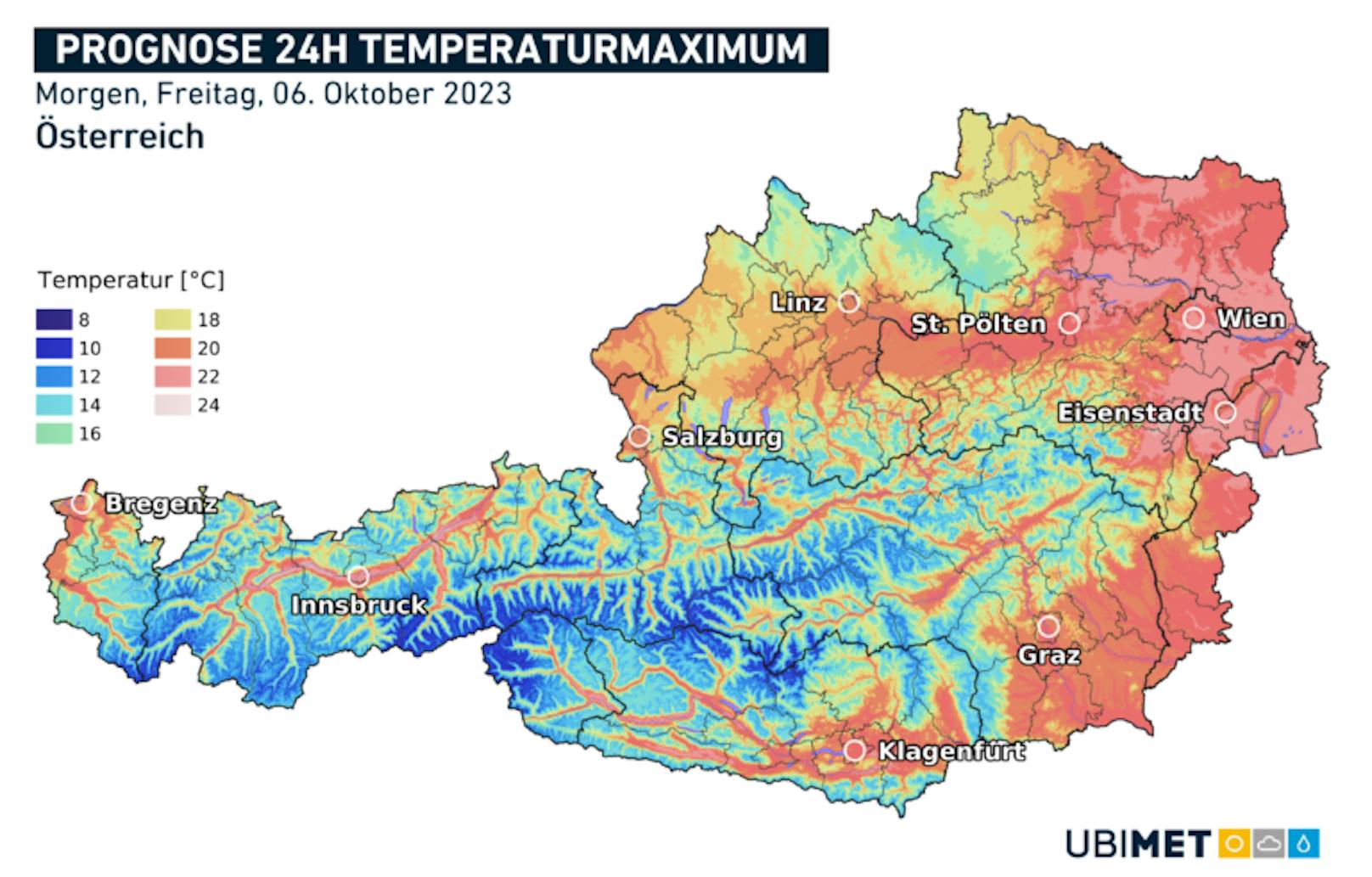 So warm wird es am Freitag in Österreich.