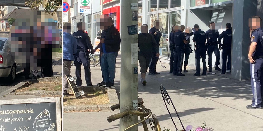 Polizei-Großeinsatz in der Hetzendorfer Straße in Wien-Meidling.