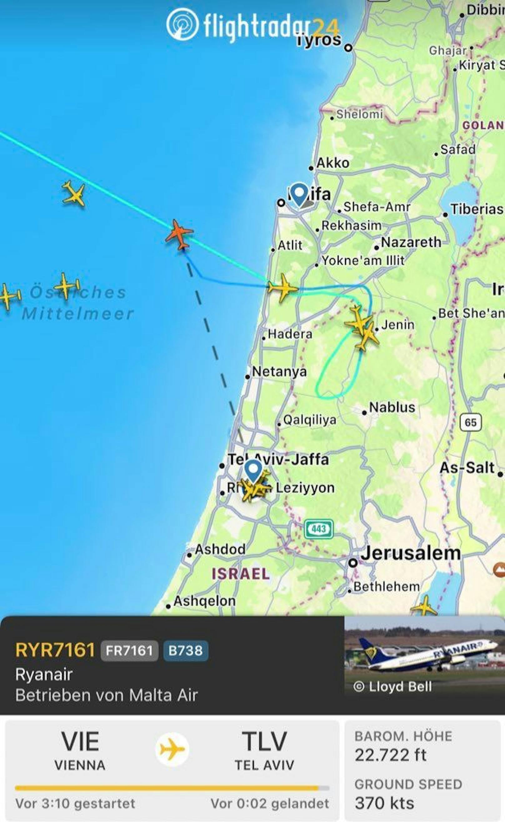 Die Ryanair-Maschine musste nach Israel zurück.