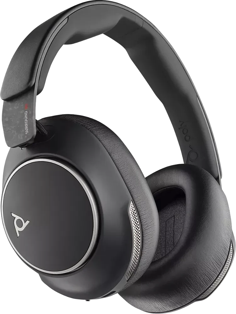 Das Poly Voyager Surround 85 UC Bluetooth Headset unterstützt das kabellose Aufladen per NFC.