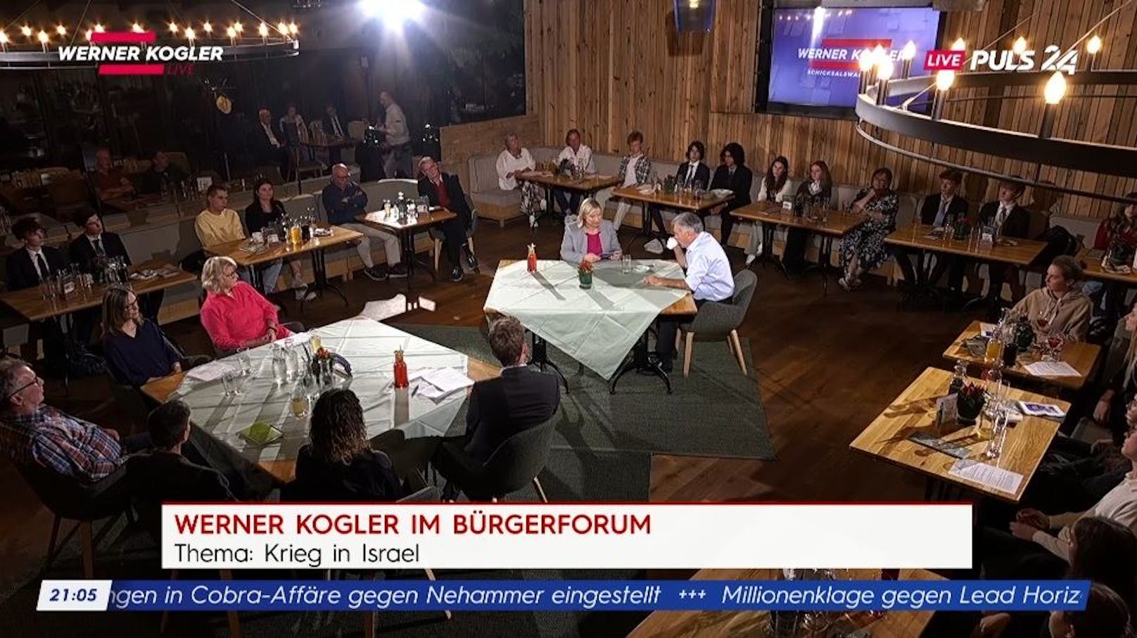 Vizekanzler Werner Kogler (Grüne) stellte sich am Dienstag (10.10.2023) dem Puls24-"Bürgerforum".