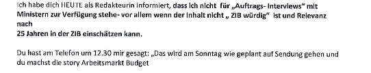 E-Mail von Sagmeister an ihre Vorgesetzte.